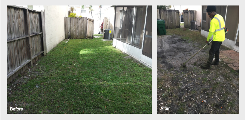 Before and after tenant lawn care for residential property rentals